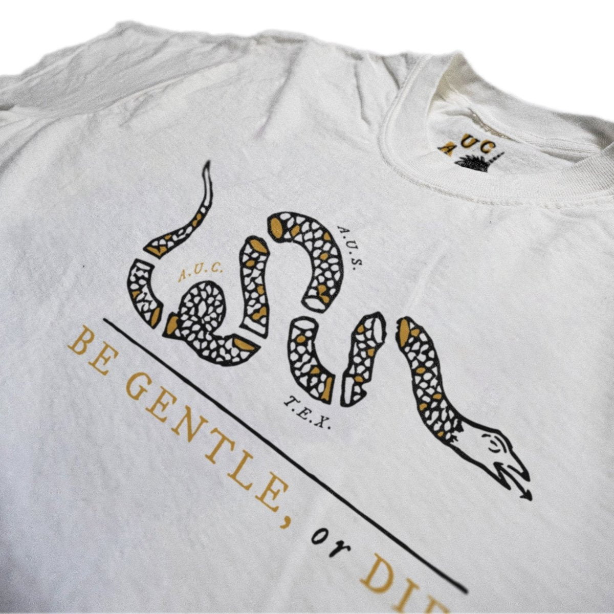 Be Gentle, or Die - Heavyweight White Tee - T-Shirt - Austin Unicorn Club Apparel