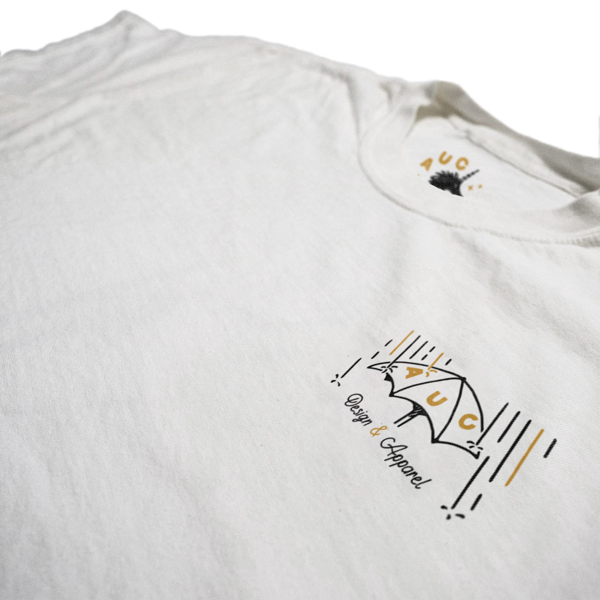 Shake Them Haters Off - Heavyweight White Tee - Image of front chest print up close - Austin Unicorn Club Apparel