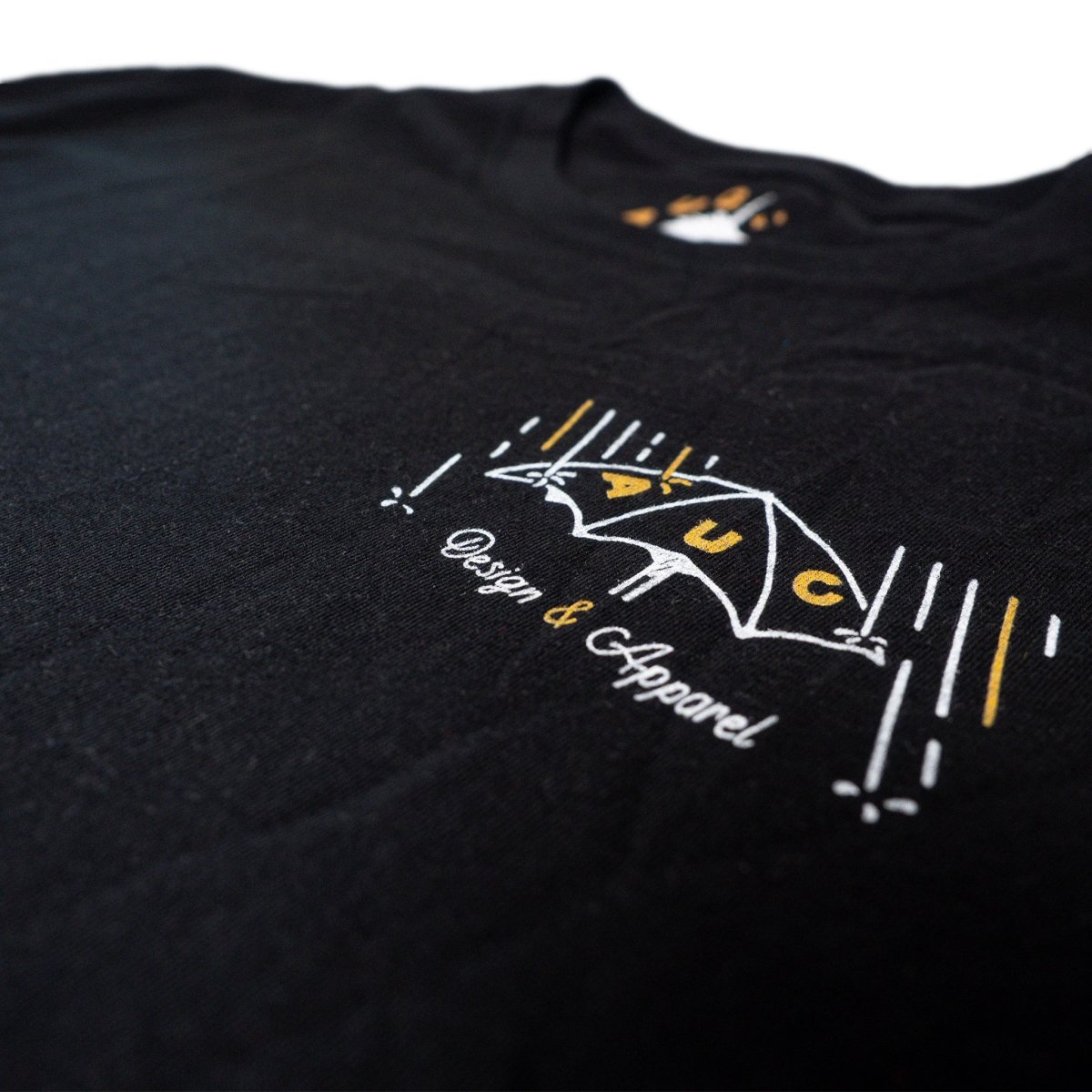 Shake Them Haters Off - Heavyweight Black Tee - Image of front chest print up close - Austin Unicorn Club Apparel