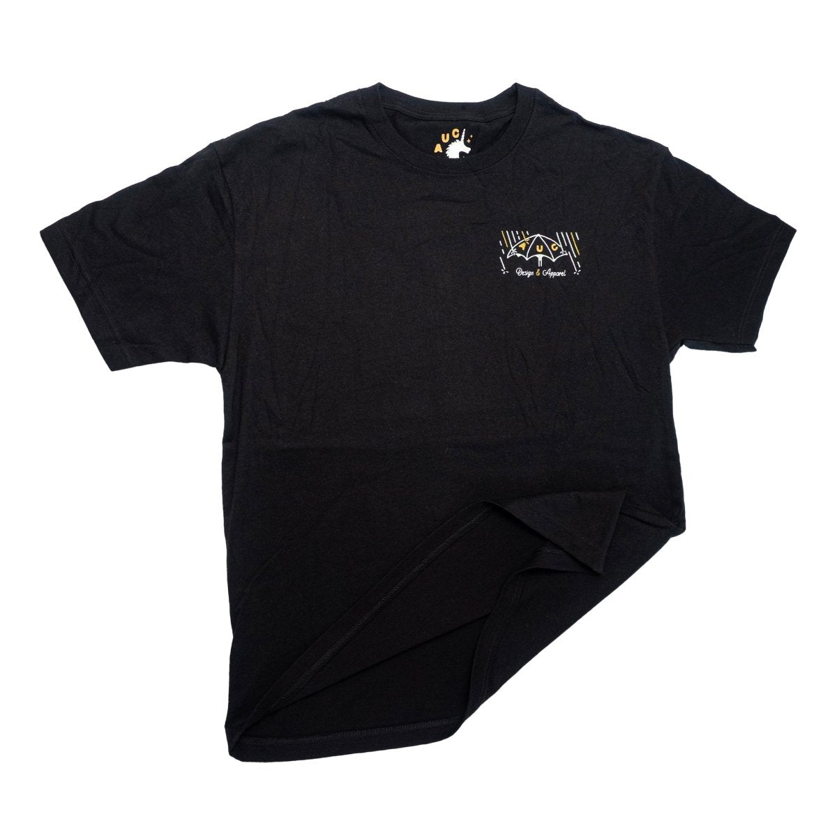 Shake Them Haters Off - Heavyweight Black Tee - Image of front print of shirt slightly crumpled - Austin Unicorn Club Apparel