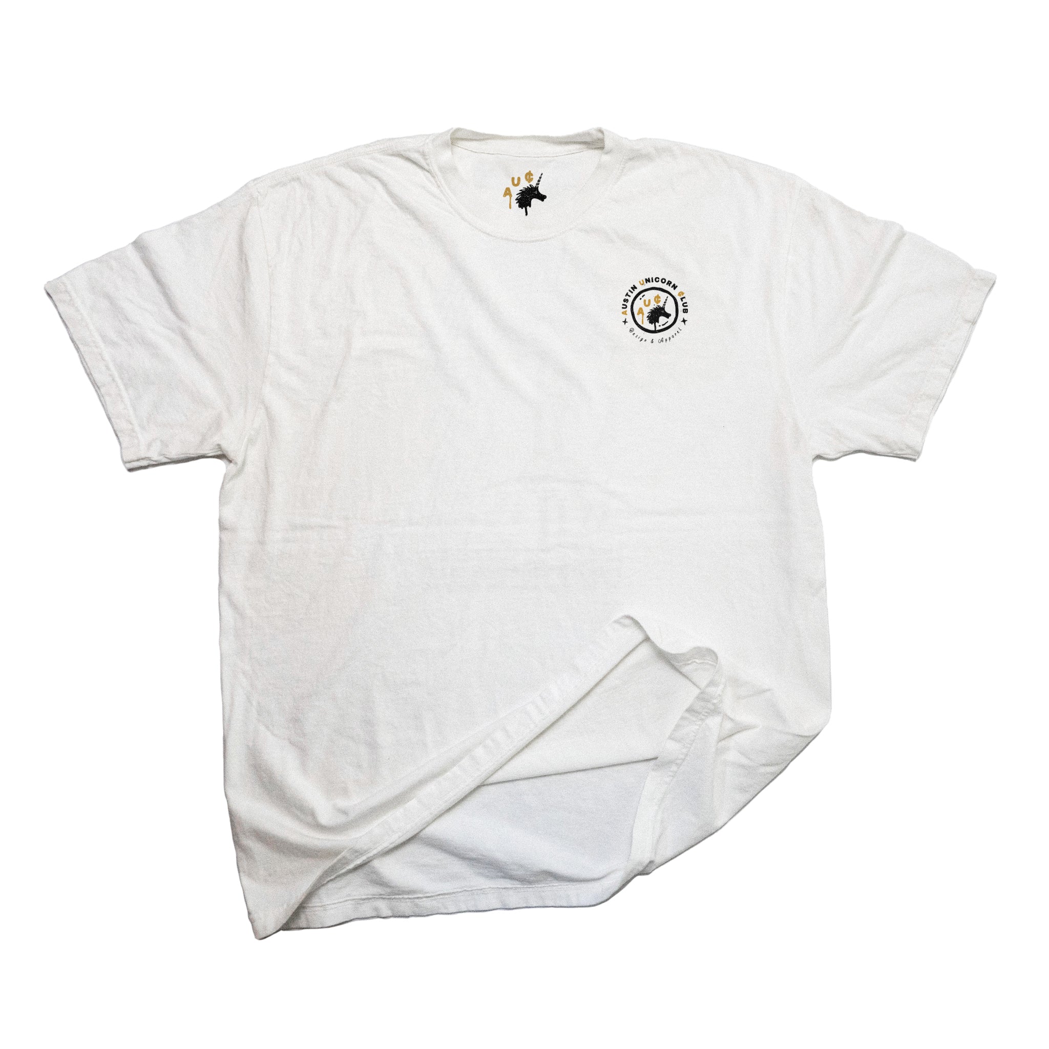 All Grits No Glory - Heavyweight White Tee - Image of front of shirt - Austin Unicorn Club Apparel